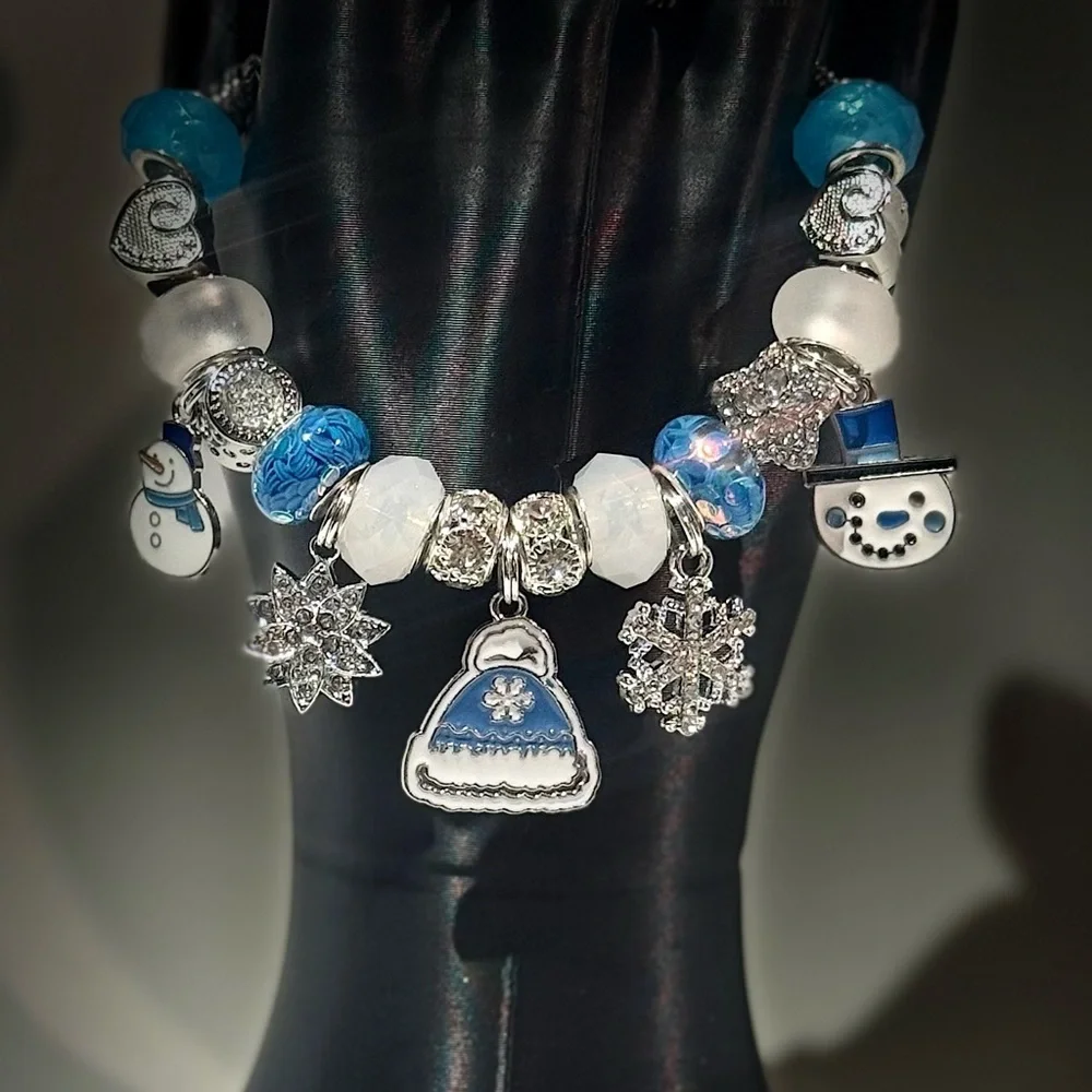 Blue and Silver Christmas Charm Bracelet